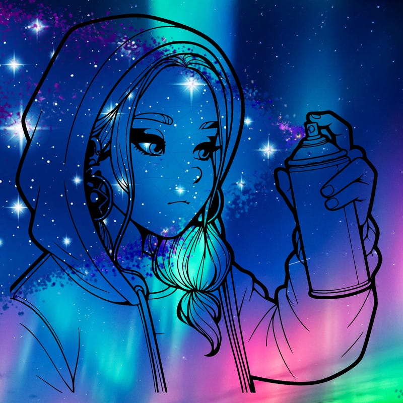 a realistic girl, spray painting