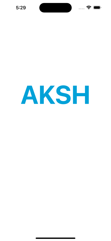 AKSH GPS - AKSH GPS app splash screen showing the brand name in blue text on a white background