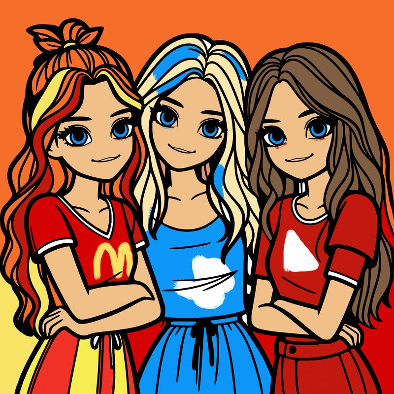 three girls together realistic