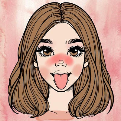 realistic girl with her tongue out