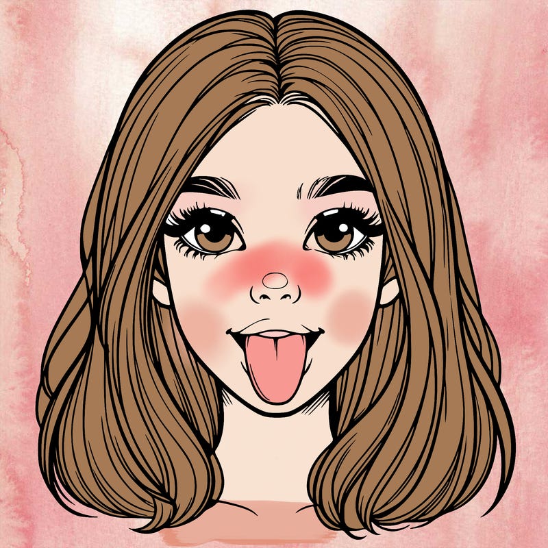 realistic girl with her tongue out