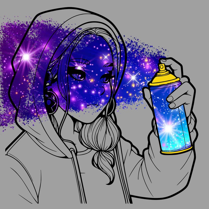 a realistic girl, spray painting