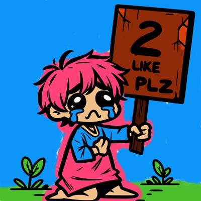 small poor toddler crying with sign that says 2 like plz