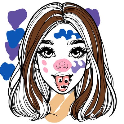 realistic girl with her tongue out