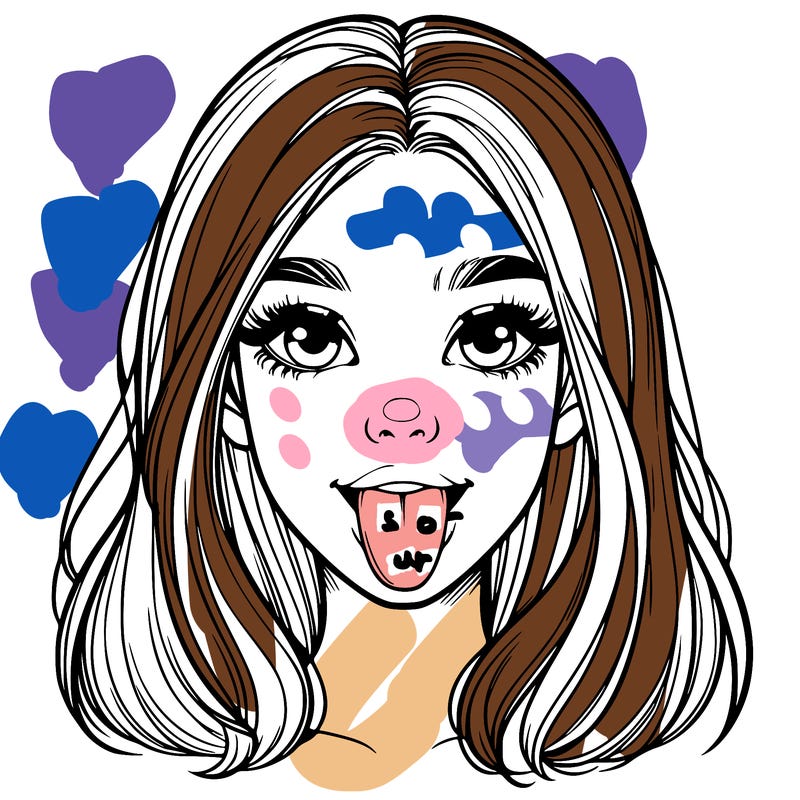 realistic girl with her tongue out