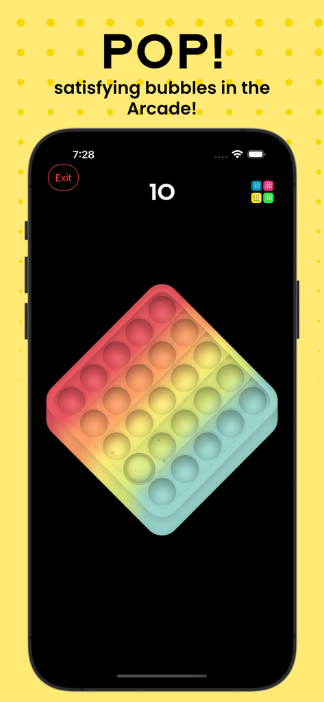 Tappy: Self Care Fidgeter - A digital rainbow pop it fidget toy on a smartphone screen