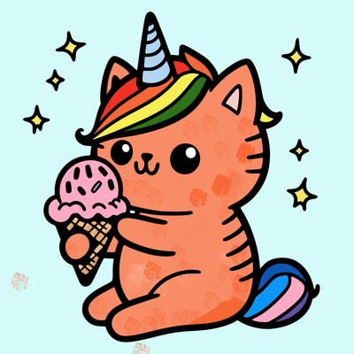 catunicorn eating ice cream