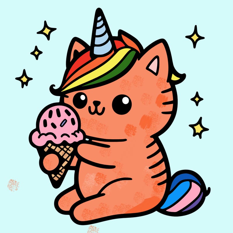catunicorn eating ice cream