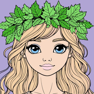 realistic girl with fall leaf crown