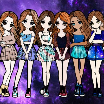 a group of girls realistic