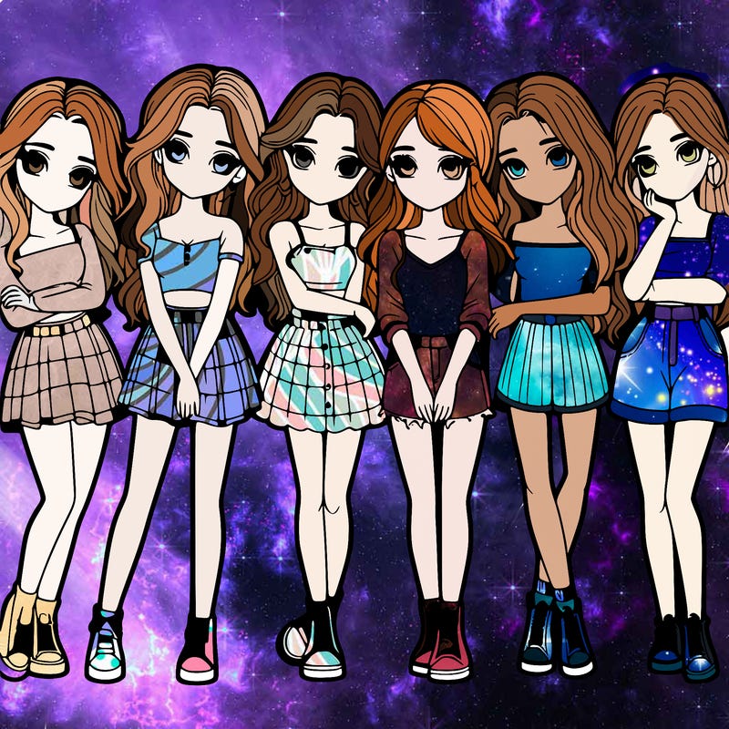 a group of girls realistic