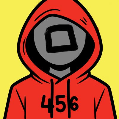 a person with non face waering a hoodie with a 456 symbol