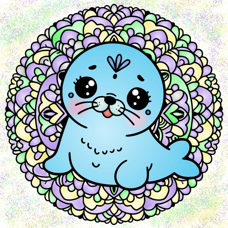 a cute baby seal mandala