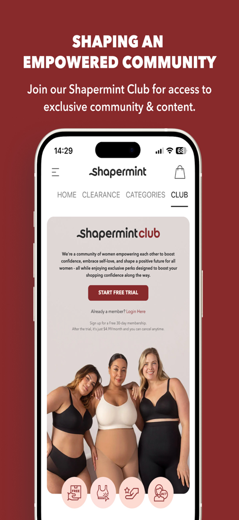 Shapermint: Best Shapewear - Shapermint app club page showcasing community empowerment and women in shapewear products