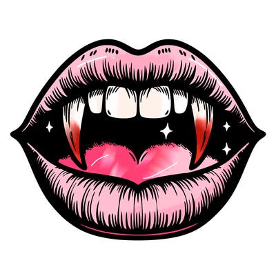 lips with vampire teeth