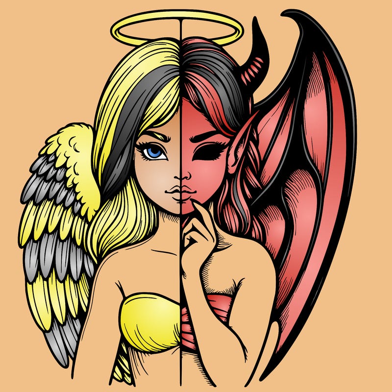 realistic angel half demon