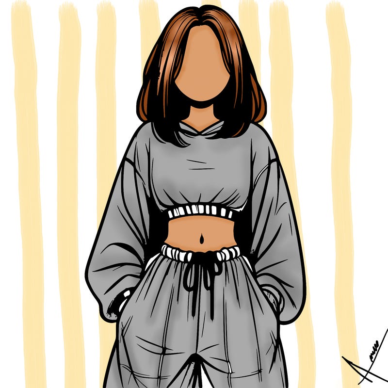 realistic girl faceless with baggy pants and a crop top