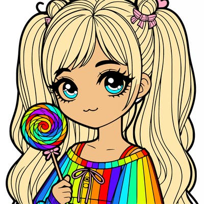 girl  with a lollipop realistic