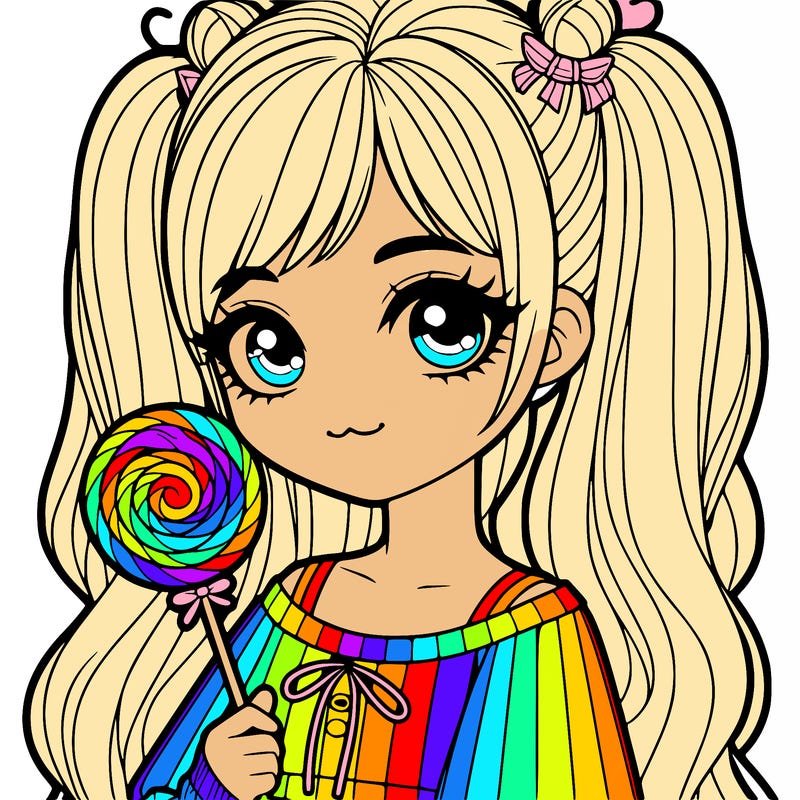 girl  with a lollipop realistic