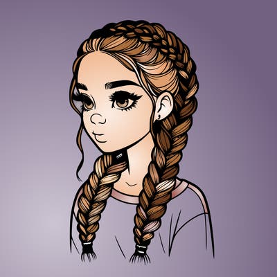 realistic girl with braids