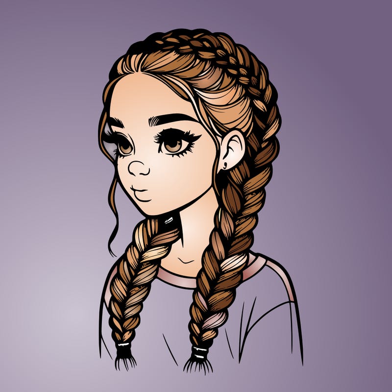 realistic girl with braids