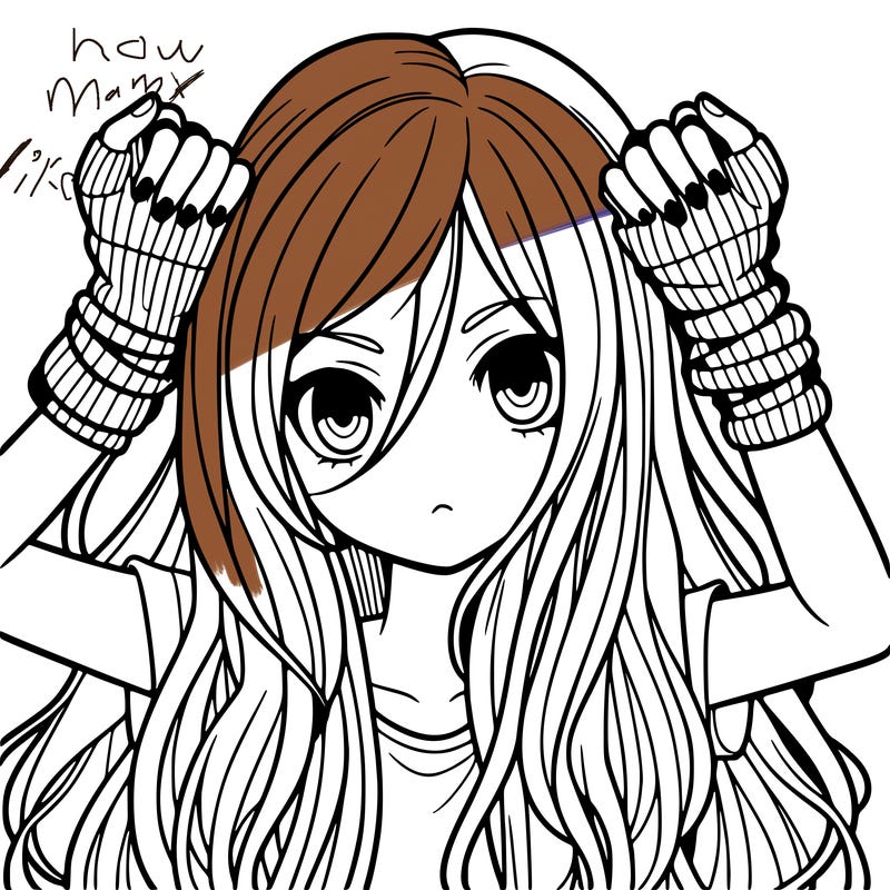 long haired girl with fingerless gloves
