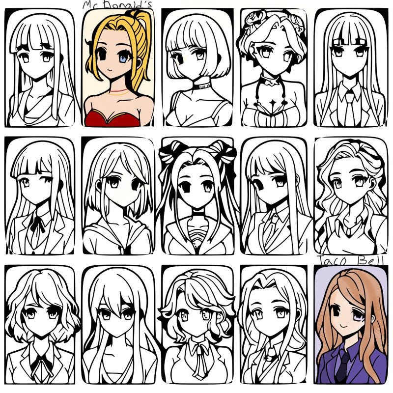 girls that look diffrent anime