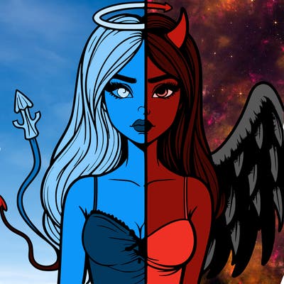 devil vs angel realistic girl