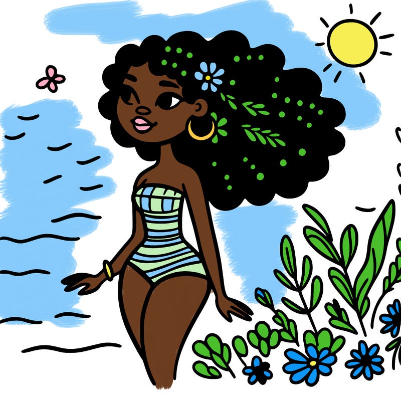 african woman in a swimsuit