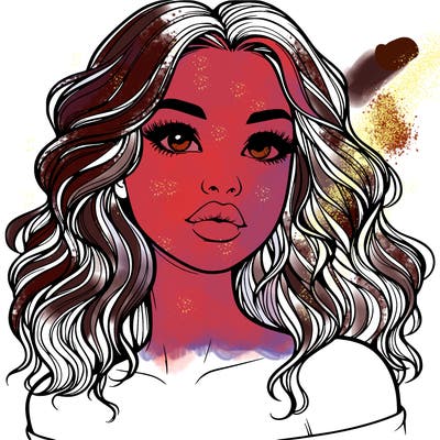 realistic girl with wavy hair and lips
