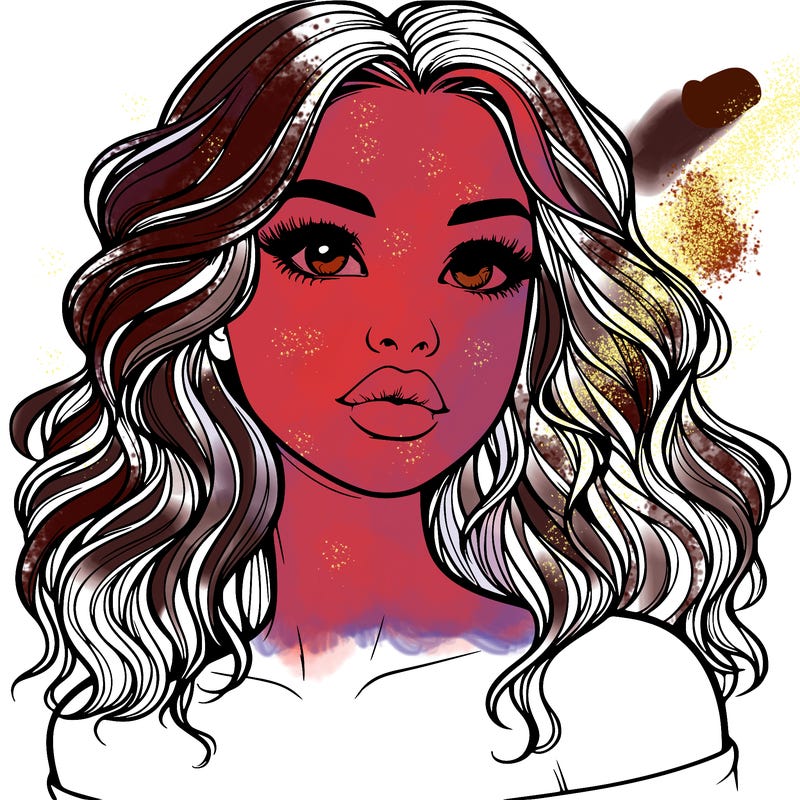 realistic girl with wavy hair and lips