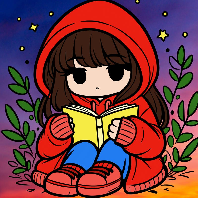 girl in oversized hoodie reading a book