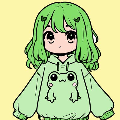 girl wearing frogging sweatshirt