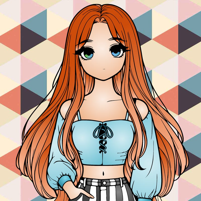 realistic girl with long hair and cute crop top