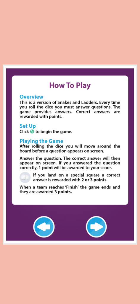 The How To Play screen of the Drug Round app describing gameplay rules and scoring