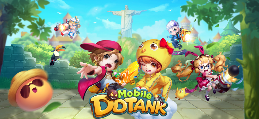 Personagens de estilo anime chibi vibrantes do jogo de artilharia DDTank Mobile