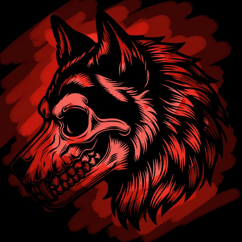 realistic wolf with skull face