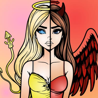 devil vs angel realistic girl