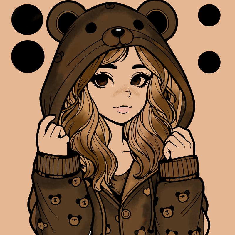 realistic girl in a animal pjs hoodie