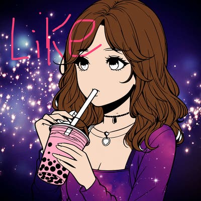 realistic girl drinking boba tea
