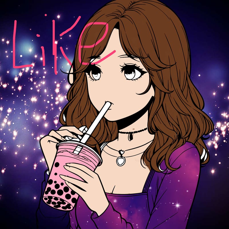 realistic girl drinking boba tea