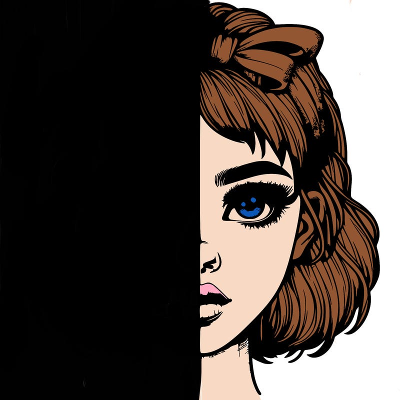 realistic girl with half skull mask