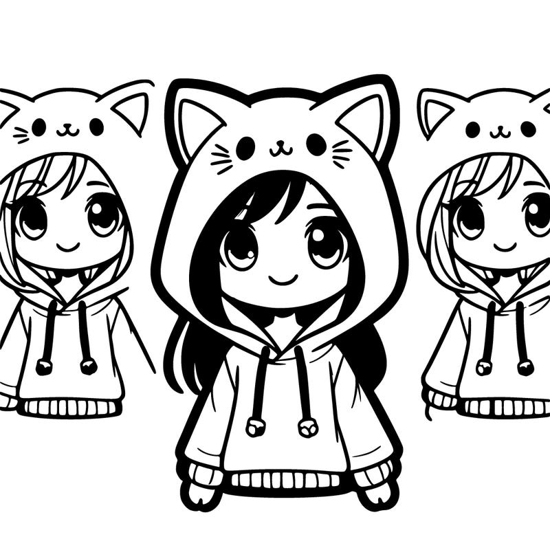 girl wearing a cat hoodie