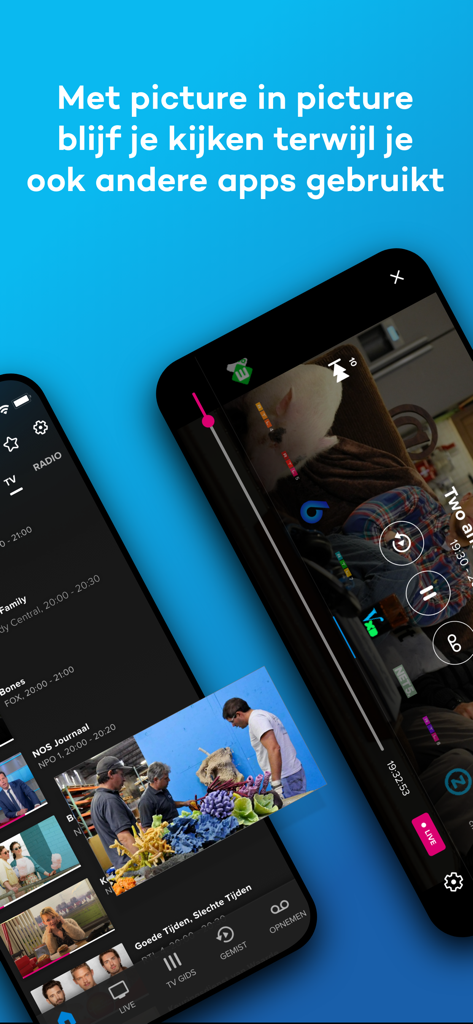 Captura de tela do aplicativo DELTA TV Interativa demonstrando o recurso de multitarefa picture-in-picture em um dispositivo móvel.
