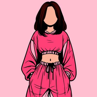 realistic girl faceless with baggy pants and a crop top