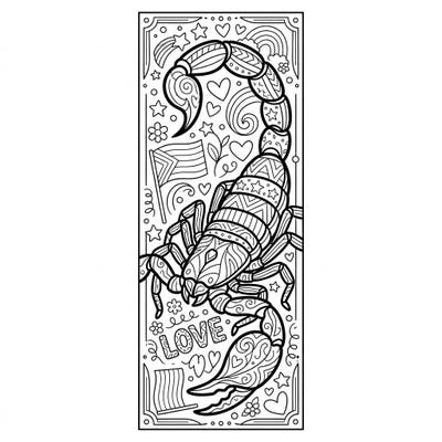 Embrace creativity and celebrate Pride with this unique scorpion bookmark coloring page. Featuring intricate details and symbols of love, it's perfect for a meaningful coloring session.