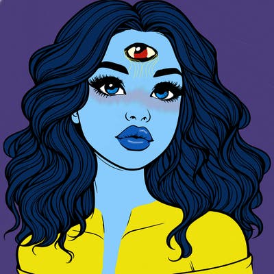 realistic girl with wavy hair and lips