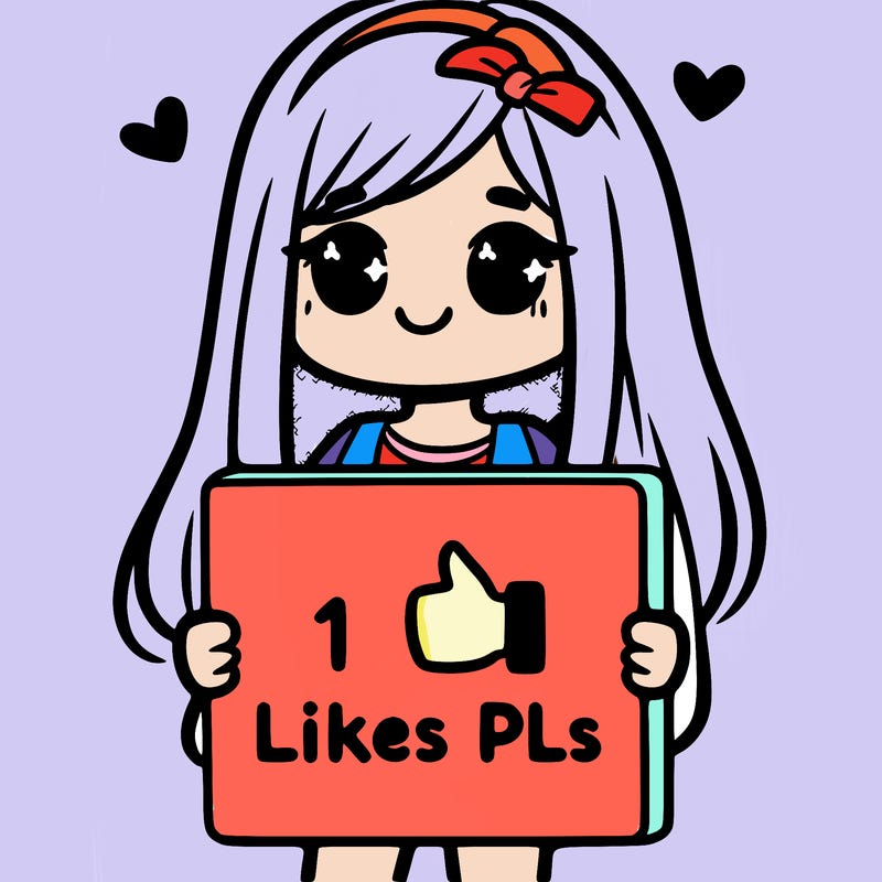 girl holding a sign saying 10 likes pls