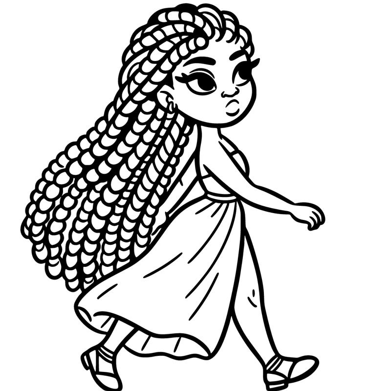 a black women with braids and her walking