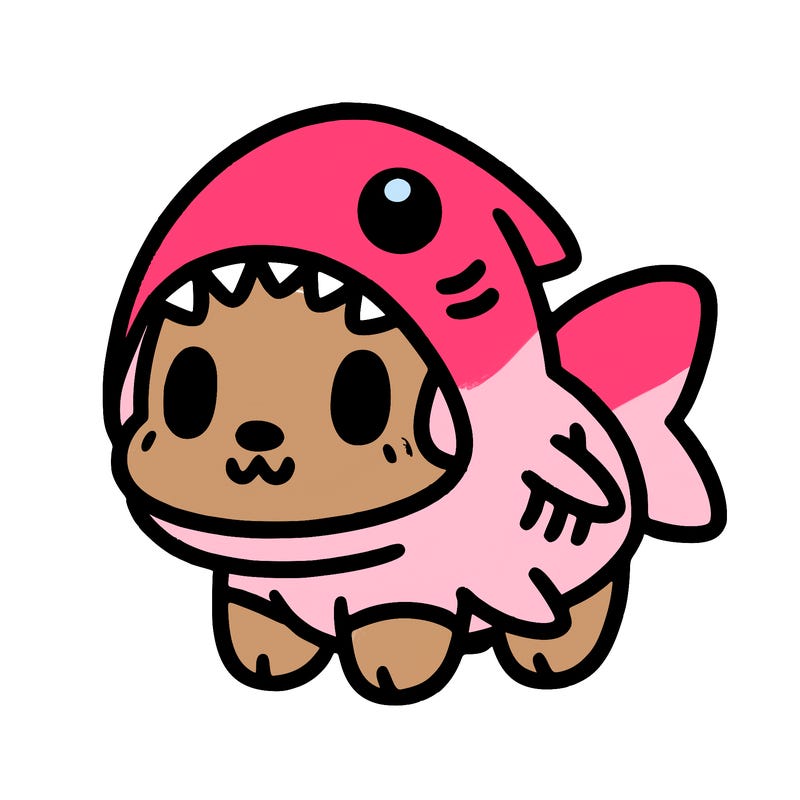 cute dog wearing a shark costume